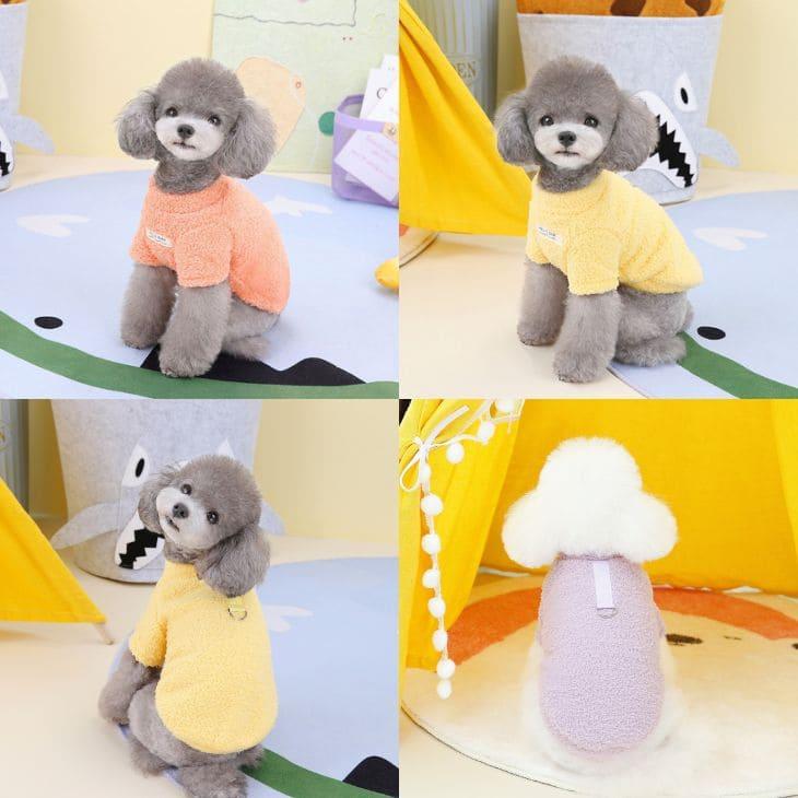 超可愛い! 冬 犬 服 かわいい 犬服 カラフル くすみカラー Dカン付き ノースリーブ ベスト ふわふわ もこもこ あったか 秋冬 防寒 ペットウエア【a415】 |  | 06