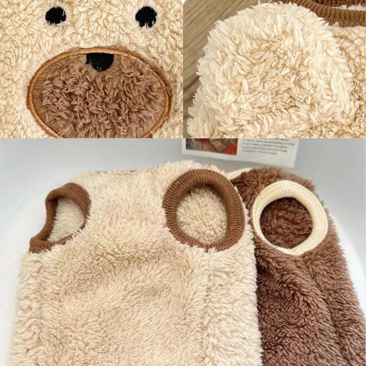 冬 犬服 新作 超可愛い! くま耳付き もこもこタンク 犬猫服 あったか防寒 秋冬春 トップス【a424】 |  | 03