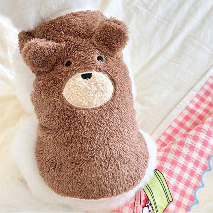 冬 犬服 新作 超可愛い! くま耳付き もこもこタンク 犬猫服 あったか防寒 秋冬春 トップス【a424】 |  | 06