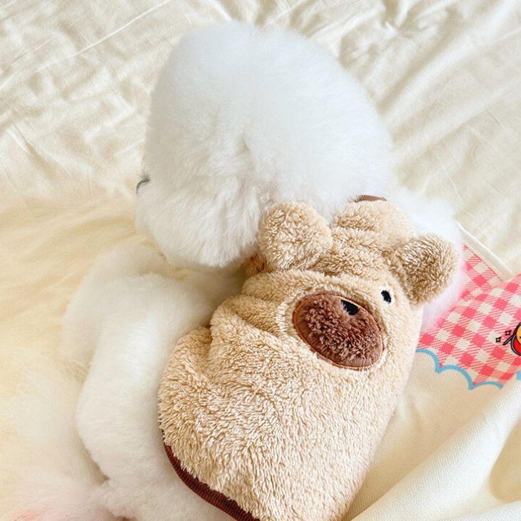 冬 犬服 新作 超可愛い! くま耳付き もこもこタンク 犬猫服 あったか防寒 秋冬春 トップス【a424】 |  | 09