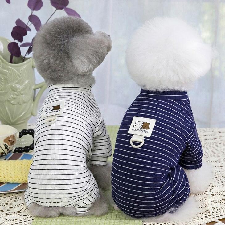 犬服 犬猫用 秋冬 小型犬 ドッグウェア ボーダー 涼しい 抜け毛防止 くまちゃん ユニセックス シンプル リラックス お散歩 ペット服【a431】 | 