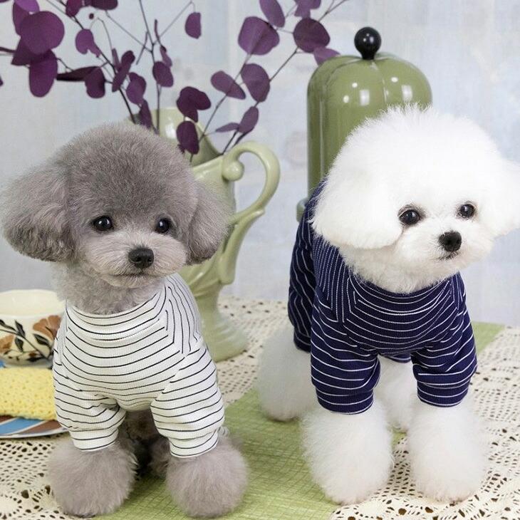犬服 犬猫用 秋冬 小型犬 ドッグウェア ボーダー 涼しい 抜け毛防止 くまちゃん ユニセックス シンプル リラックス お散歩 ペット服【a431】 |  | 02