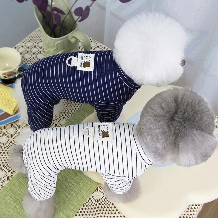 犬服 犬猫用 秋冬 小型犬 ドッグウェア ボーダー 涼しい 抜け毛防止 くまちゃん ユニセックス シンプル リラックス お散歩 ペット服【a431】 |  | 03