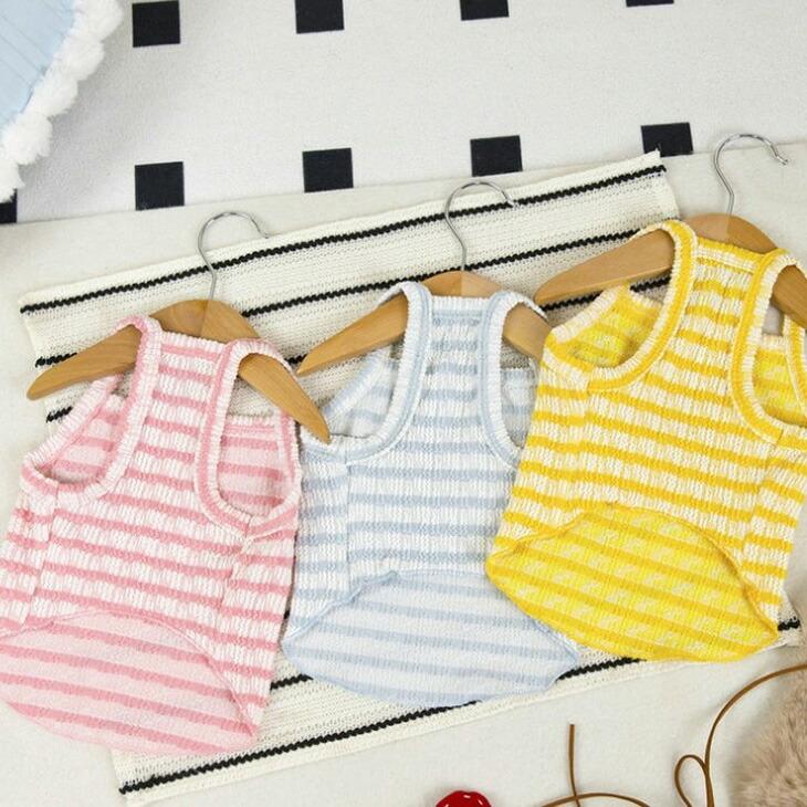 NEW! 新作 超!可愛い 春夏 春犬猫服 小型犬服 キャミソール ボーダー プチプラ Dカン付き 春トップス 犬用品【a437】 |  | 08