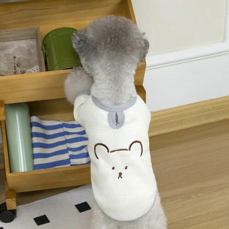 NEW! 超!可愛い 春服 犬服 猫服 小型犬用 半袖 ワッフル くまちゃん Tシャツ 春シャツ【a438】 |  | 03