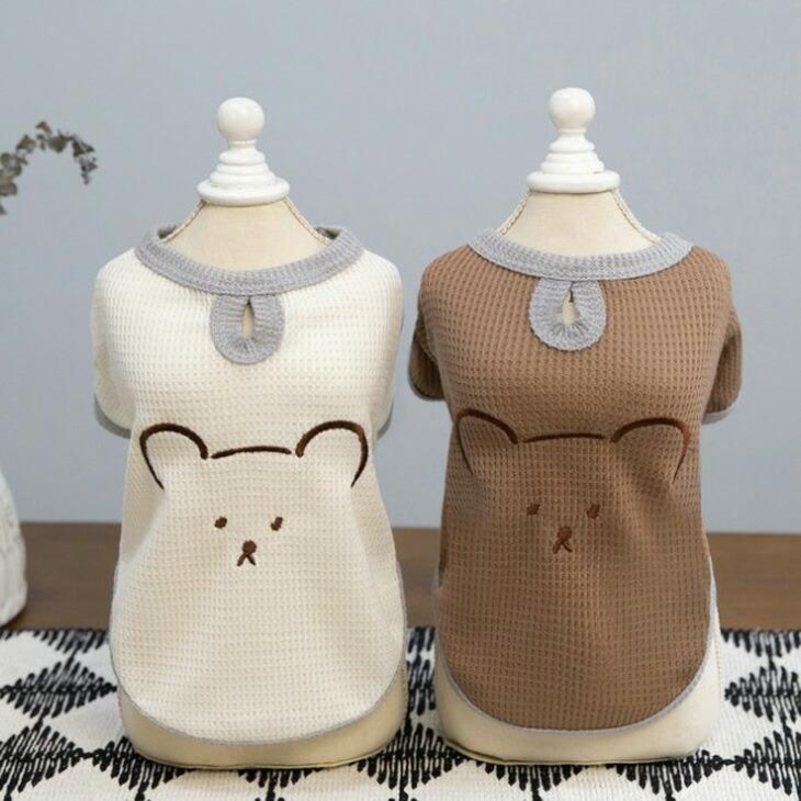 NEW! 超!可愛い 春服 犬服 猫服 小型犬用 半袖 ワッフル くまちゃん Tシャツ 春シャツ【a438】 |  | 05