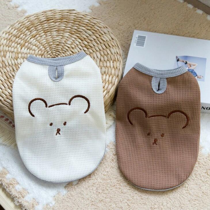 NEW! 超!可愛い 春服 犬服 猫服 小型犬用 半袖 ワッフル くまちゃん Tシャツ 春シャツ【a438】 |  | 07