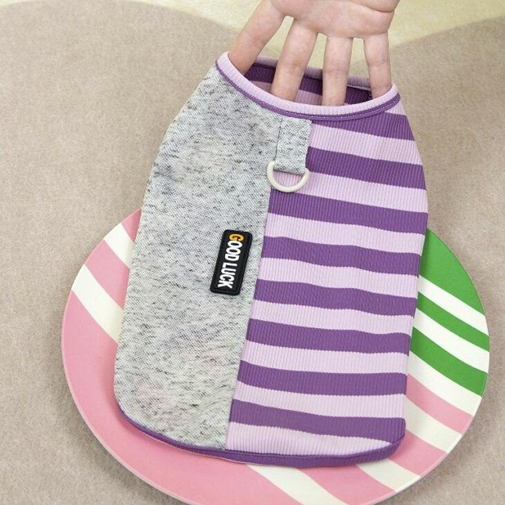 NEW! 超!可愛い 春夏 犬服 猫服 小型犬用 袖なし タンクトップ ボーダー Dカン おしゃれ 春シャツ【a440】 |  | 02