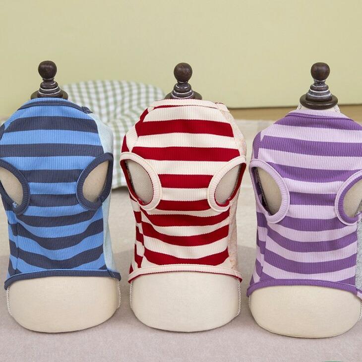 NEW! 超!可愛い 春夏 犬服 猫服 小型犬用 袖なし タンクトップ ボーダー Dカン おしゃれ 春シャツ【a440】 |  | 04