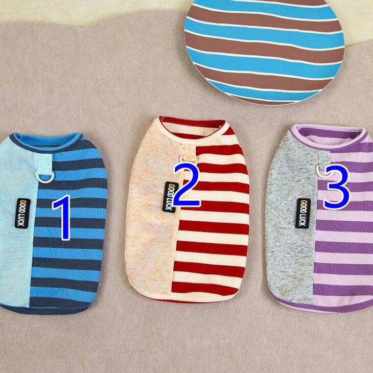 NEW! 超!可愛い 春夏 犬服 猫服 小型犬用 袖なし タンクトップ ボーダー Dカン おしゃれ 春シャツ【a440】 |  | 08