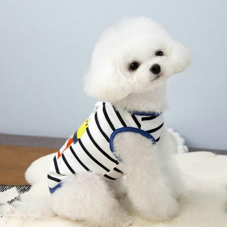 NEW! 春 夏 犬 服 猫 服 小型犬用 ドッグウェア 袖なし タンクトップ 超!可愛い フード柄 ボーダー 春シャツ おしゃれ【a444】 |  | 04