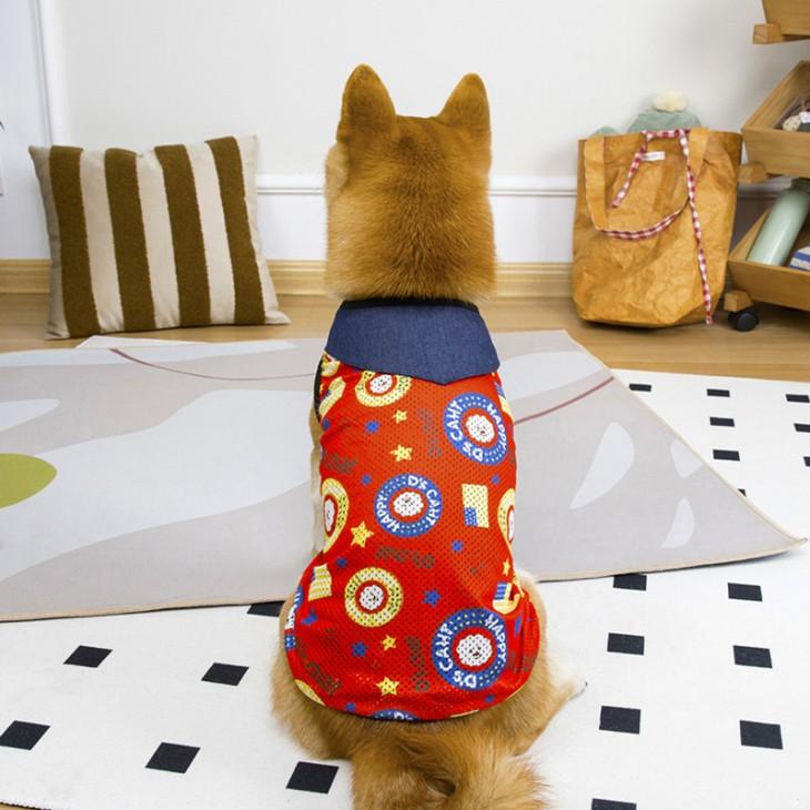 犬服 秋用 中型犬 大型犬 タンクトップ ドッグウェア メッシュ 星条旗風 涼しい 抜け毛防止 通気性 ビッグサイズ アメリカン 暑さ対策【a450】 |  | 01