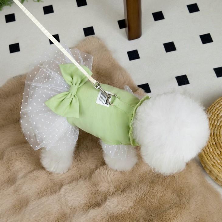 NEW! かわいい 春夏 犬服 猫服 小型犬用 女の子 チュールレース ワンピース リボン付き ペット服 おしゃれ お出かけ メール便OK【a452】 |  | 06