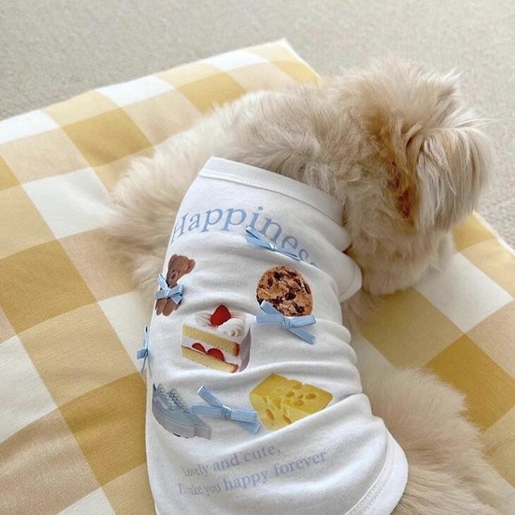 NEW! 超!可愛い 夏服 犬服 猫服 小型犬 袖なし リボン 女の子 タンクトップ フード柄 食べ物柄 シャツ 春トップス プチプラ おしゃれ【a454】 |  | 07