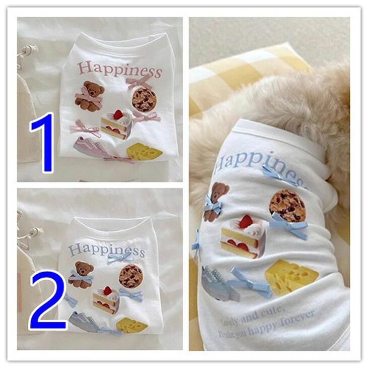 NEW! 超!可愛い 夏服 犬服 猫服 小型犬 袖なし リボン 女の子 タンクトップ フード柄 食べ物柄 シャツ 春トップス プチプラ おしゃれ【a454】 |  | 10