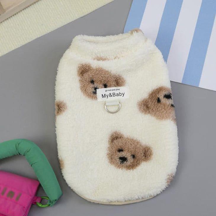 冬 犬服 NEW! 冬新作 超可愛い! 犬 冬服 くまちゃん 牛柄 袖なし トップス ベスト ふわふわ あったか ペットウエア【a477】 |  | 10