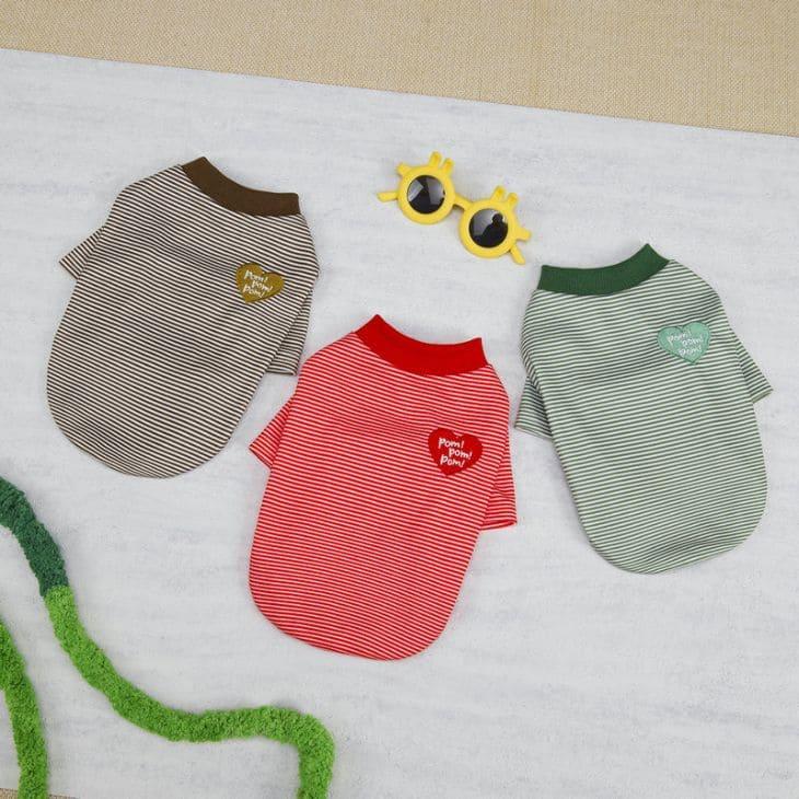 犬服 秋冬 小型犬 中型犬 カットソー ドッグウェア ボーダー柄 ハート刺繍 ロゴワッペン 猫用 スポーティ アクティブ しっかり生地【a489】 |  | 04