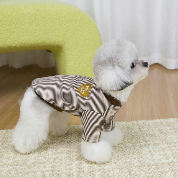 犬服 秋冬 小型犬 中型犬 カットソー ドッグウェア ボーダー柄 ハート刺繍 ロゴワッペン 猫用 スポーティ アクティブ しっかり生地【a489】 |  | 10