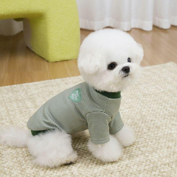 犬服 秋冬 小型犬 中型犬 カットソー ドッグウェア ボーダー柄 ハート刺繍 ロゴワッペン 猫用 スポーティ アクティブ しっかり生地【a489】 |  | 12