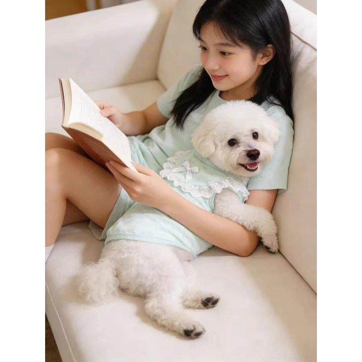 犬服 秋冬 小型犬 ワンピース ドッグウェア フリル レース風 袖なしトップス 風 チェリー【a515】 |  | 05