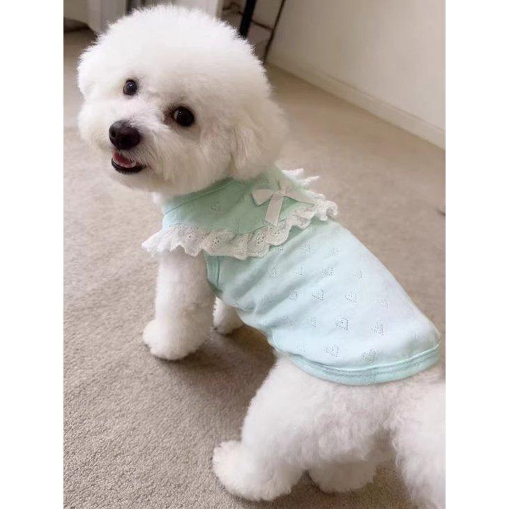 犬服 秋冬 小型犬 ワンピース ドッグウェア フリル レース風 袖なしトップス 風 チェリー【a515】 |  | 08