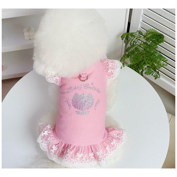 犬服 ワンピース フリル レース チューリップ柄 小型犬 春夏 ペットウェア ドレス 花柄 かわいい 【a561】 |  | 11