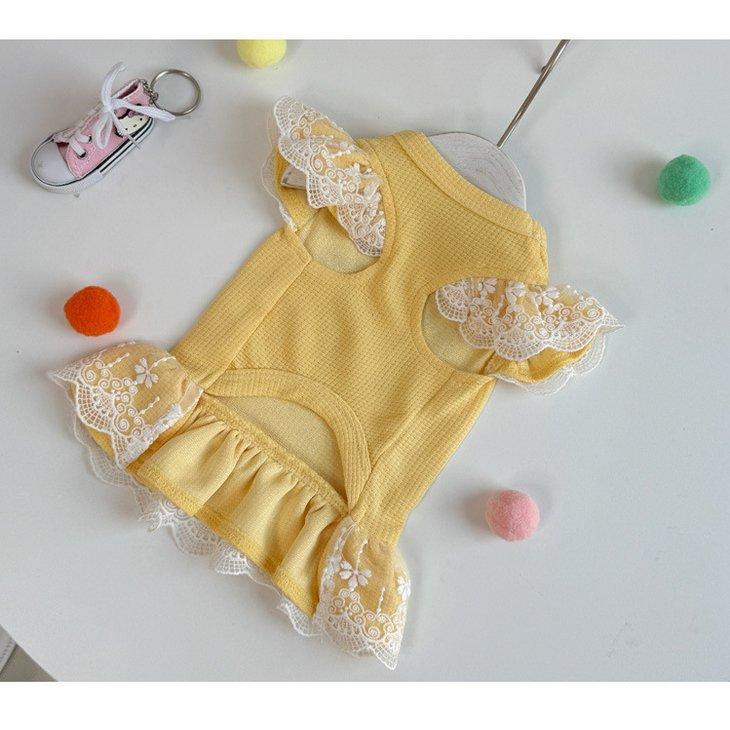 犬服 ワンピース フリル レース チューリップ柄 小型犬 春夏 ペットウェア ドレス 花柄 かわいい 【a561】 |  | 14