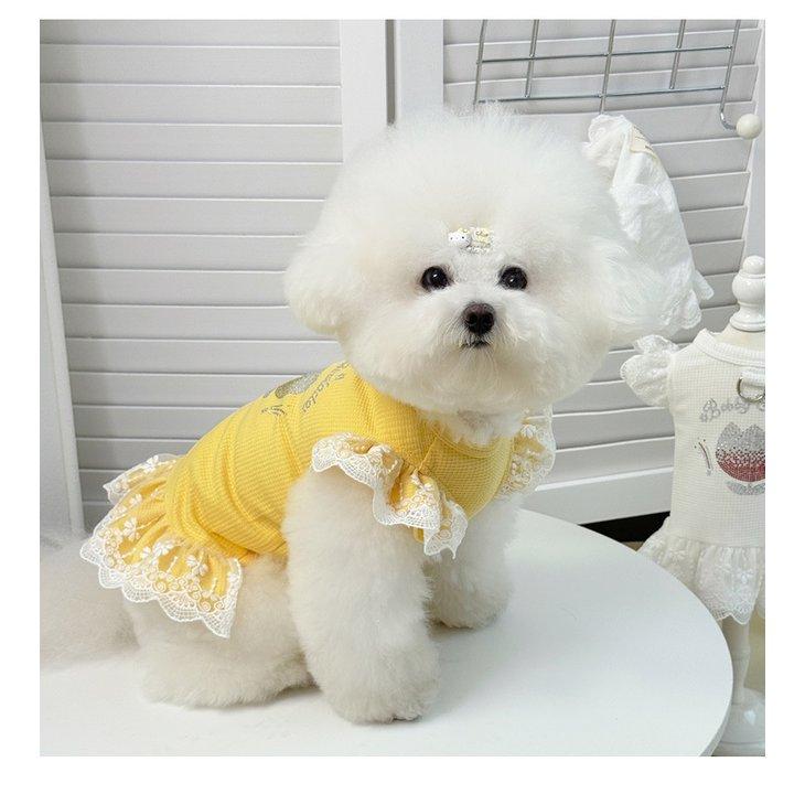 犬服 ワンピース フリル レース チューリップ柄 小型犬 春夏 ペットウェア ドレス 花柄 かわいい 【a561】 |  | 03