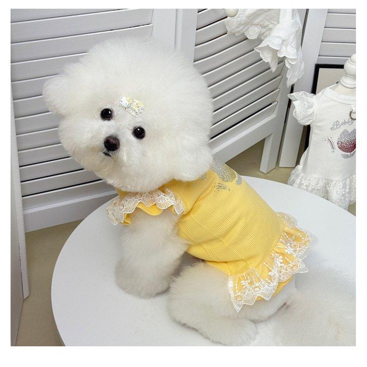 犬服 ワンピース フリル レース チューリップ柄 小型犬 春夏 ペットウェア ドレス 花柄 かわいい 【a561】 |  | 04