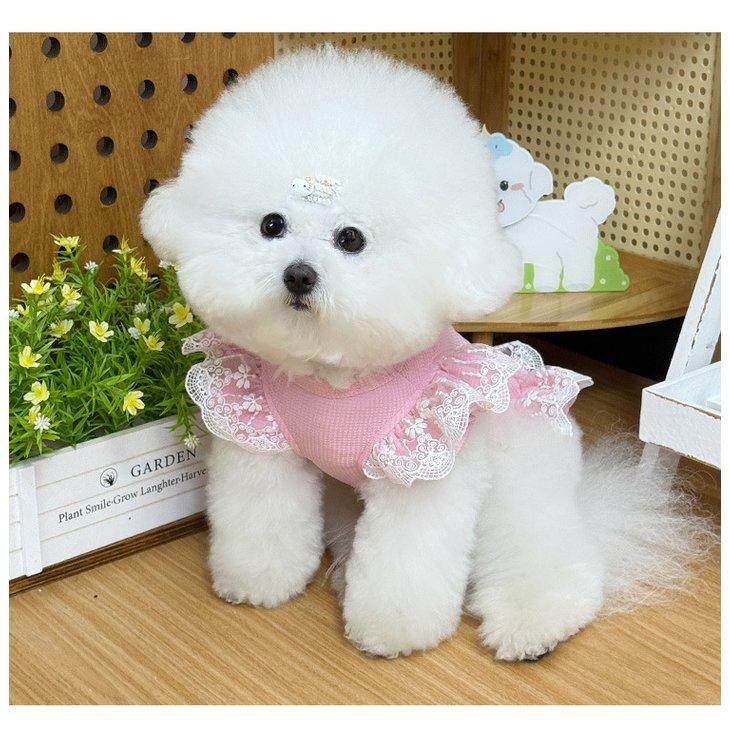 犬服 ワンピース フリル レース チューリップ柄 小型犬 春夏 ペットウェア ドレス 花柄 かわいい 【a561】 |  | 09