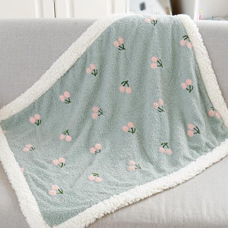 【M・Lサイズ】超可愛い! 犬用品 オールシーズン 秋冬 中型犬 小型犬 さくらんぼ ブランケット 犬用毛布 暖かい ふわふわ 柔らかい パステルカラー |  | 01