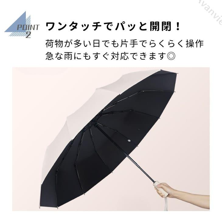 NEW 折りたたみ傘 自動開閉 丈夫 晴雨兼用 高撥水 465g UVカット 12本