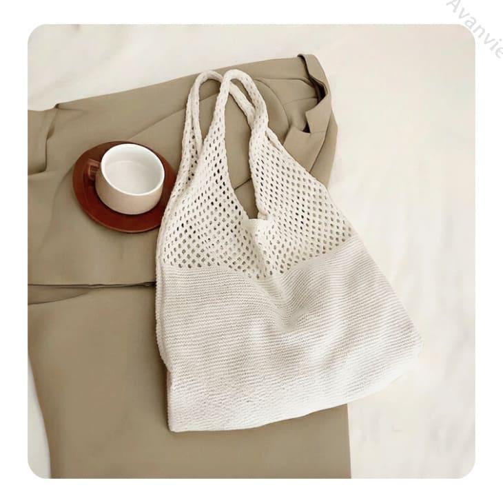 最終値下げ】かぎ編みバッグ ニットバッグ トートバッグ 肩掛け 軽量