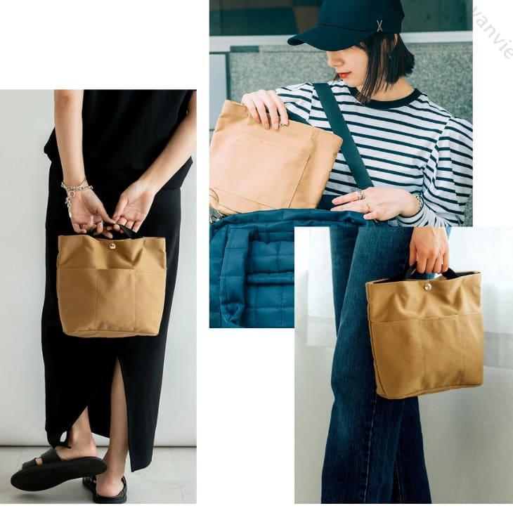 バッグインバッグ 縦型 取っ手付き ミニバッグ 軽い 仕分け 大きめ 自立 整理 快適 トート用収納【z138】 |  | 12