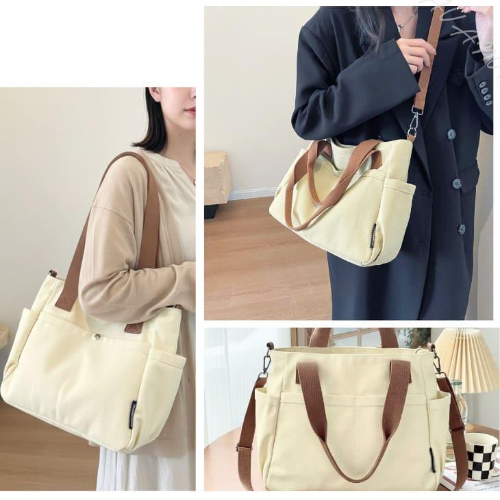 ショルダーバッグ トートバッグ ユニセックス キャンバス地 大容量 サイドポケット付きショルダー紐 収納力抜群 通勤 通学 カジュアル【z157】 |  | 14