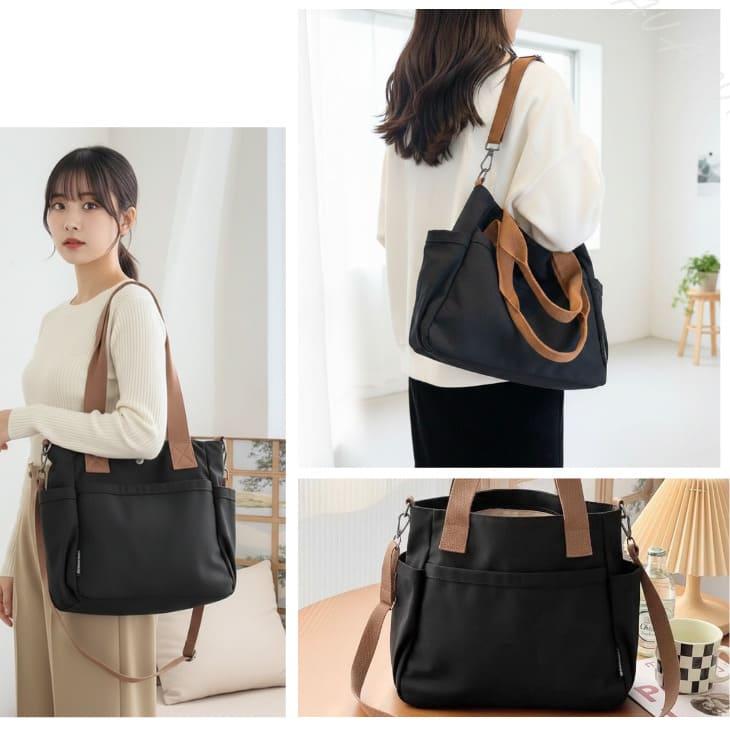 ショルダーバッグ トートバッグ ユニセックス キャンバス地 大容量 サイドポケット付きショルダー紐 収納力抜群 通勤 通学 カジュアル【z157】 |  | 18