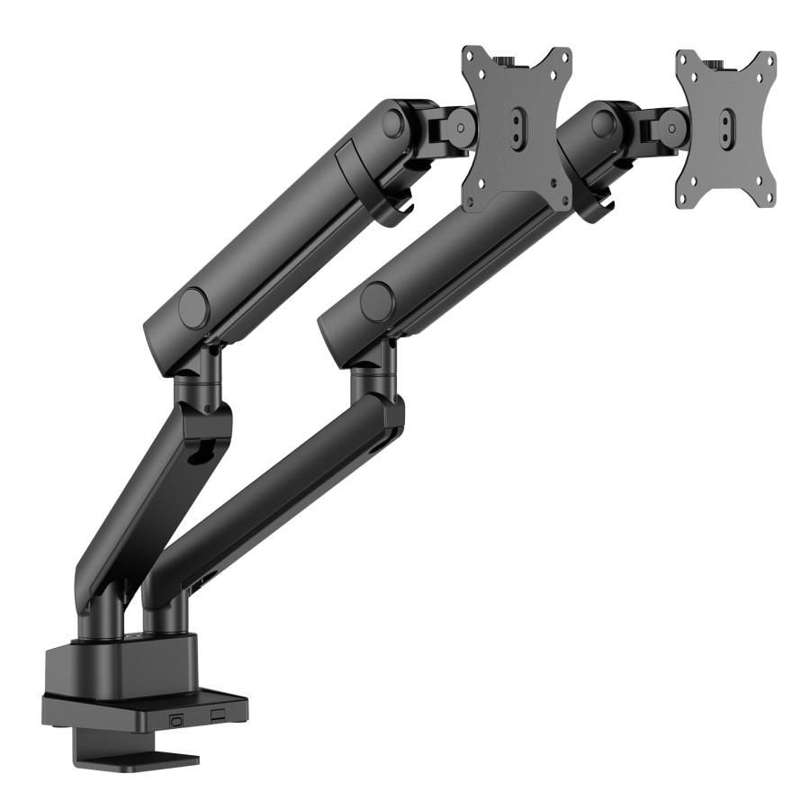 液晶モニターアーム ディスプレイ用アーム クランプ/グロメット式 2画面 グリーンハウス GH-AMES2H-BK/9475ｘ１台(T)_1