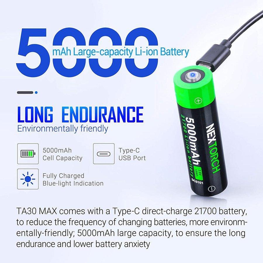 懐中電灯 フラッシュライト TA30MAX FLASH LIGHT USBケーブル充電 NEXTORCH ネクストーチ 2100ルーメン_9