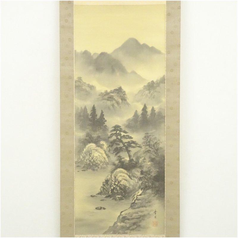 露草図】二木紫石 2603 共箱 蜂 掛け軸 肉筆 露草図】二木紫石 2603 共
