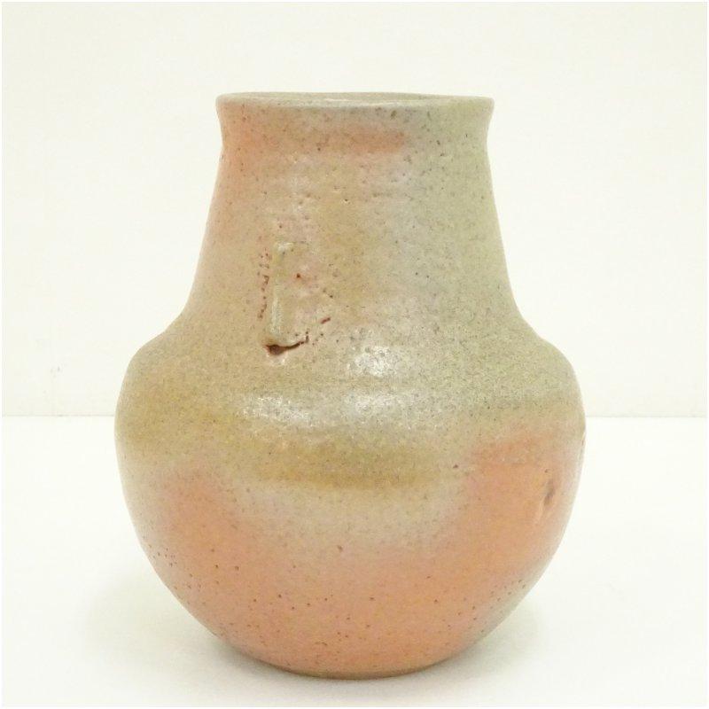 藤原敬介造　備前志野耳付壺（共箱）