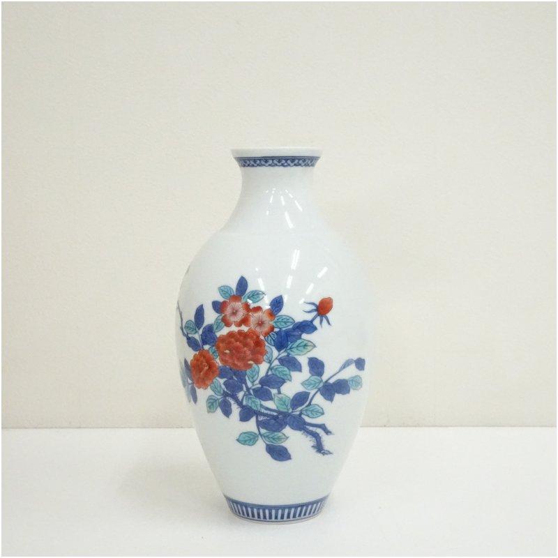 有田焼 今泉今右衛門造 錦薔薇絵花瓶（共箱） 【公式通販】