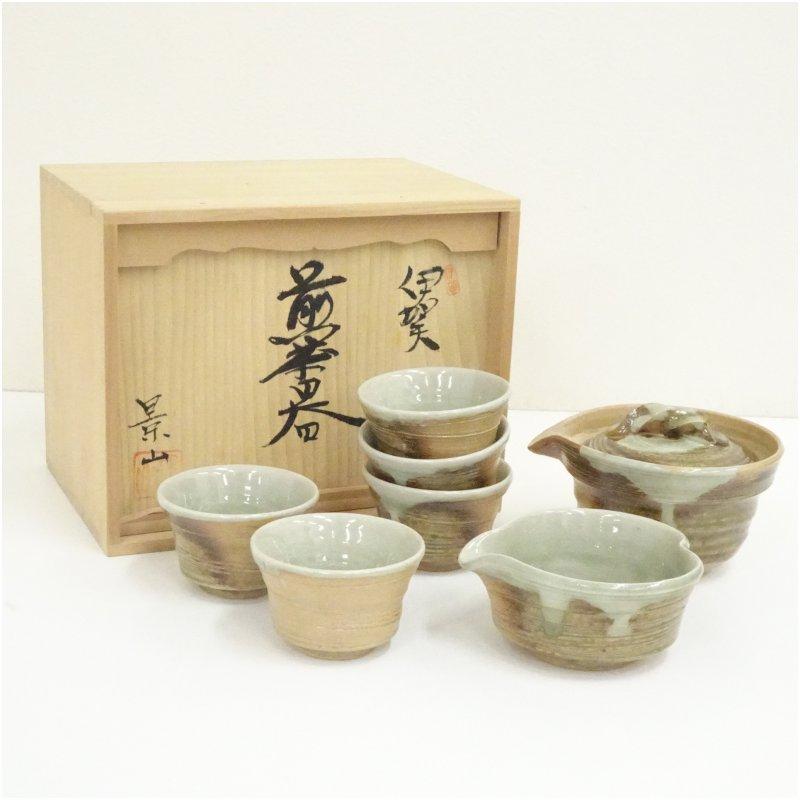 萬古焼　白雲陶園　朱泥　急須　湯冷　煎茶碗五客　煎茶器揃　共箱　6203C 伊賀焼 景山陶苑造 煎茶器セット（共箱） : 茶道具と掛軸のショップ
