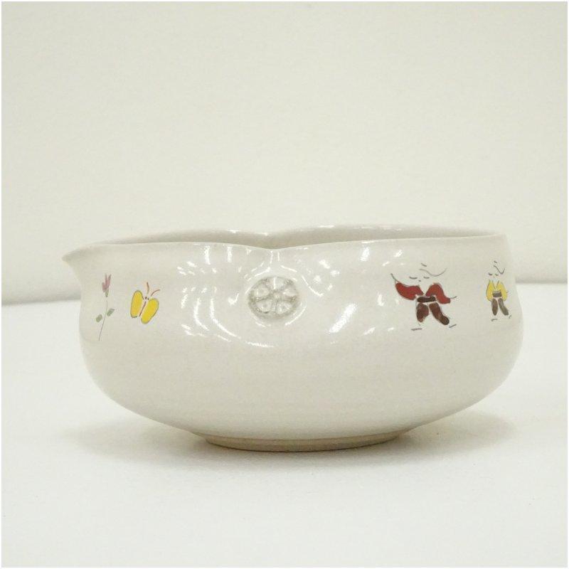 赤膚焼 大塩昭山造 奈良絵片口（共箱） : 茶道具と掛軸のショップ