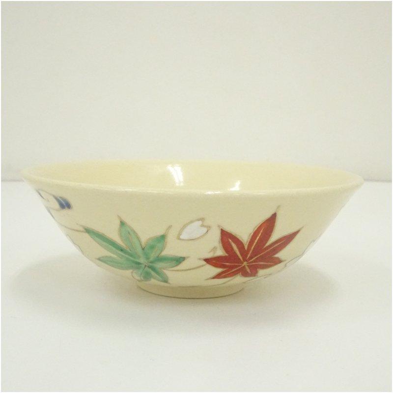 茶道具　京焼　加藤昌山作　色絵金彩　束熨斗文　数茶碗　四客　C　A68 京焼 加藤昌山造 色絵紅葉平茶碗 : 茶道具と掛軸のショップつなぐ