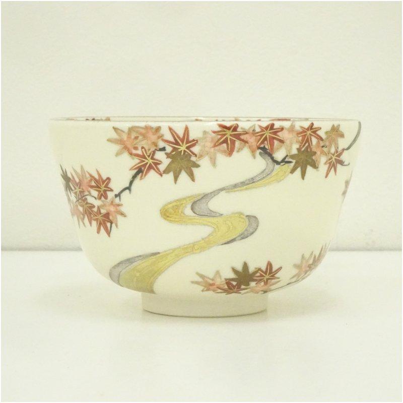 京焼 橋本紫雲造 色絵紅葉流文茶碗（共箱） : 茶道具と掛軸のショップ