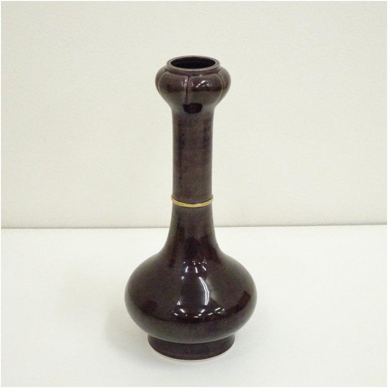 京焼 中村翠嵐造 紫交趾柑子口花入（共箱） : 茶道具と掛軸のショップ