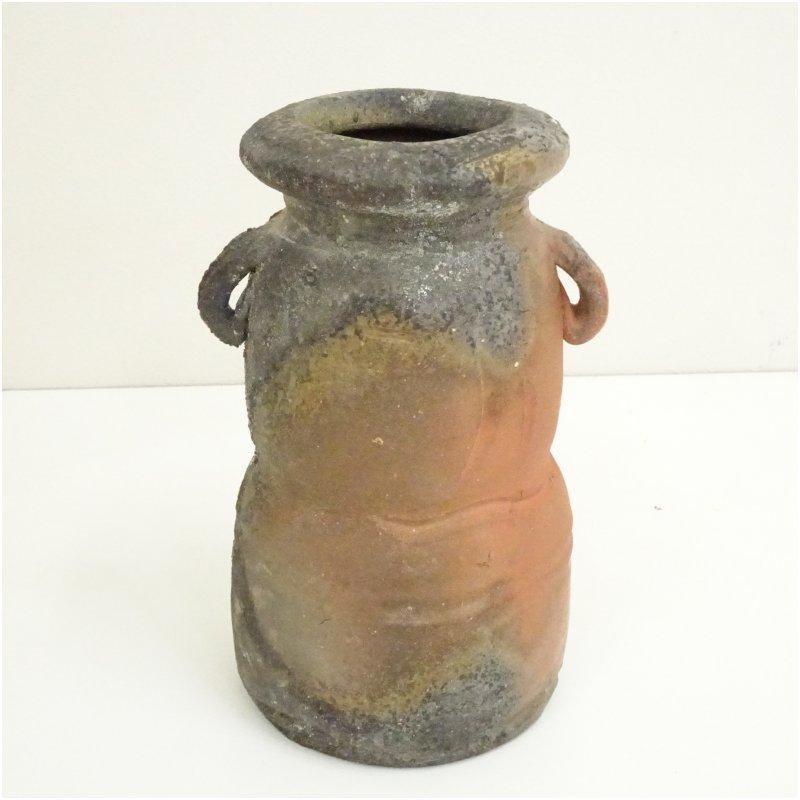 備前焼 伊勢崎満造 耳付花入（共箱） : 茶道具と掛軸のショップつなぐ