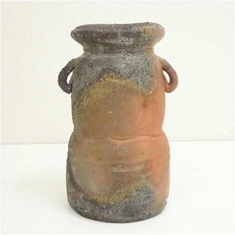備前焼　花入 窯変 (共箱ありません) 備前焼 伊勢崎満造 耳付花入（共箱） : 茶道具と掛軸のショップつなぐ