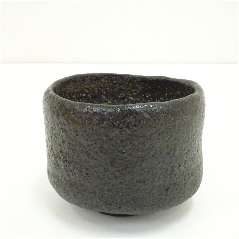 三代 佐々木昭楽造 長次郎法輪寺写し黒茶碗（共箱） 茶道具 黒楽