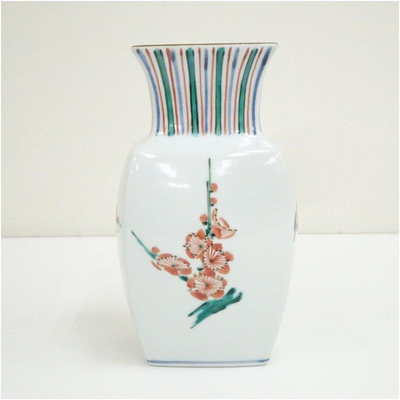 鈴木爽司造　色絵梅之図角瓶（共箱）_3